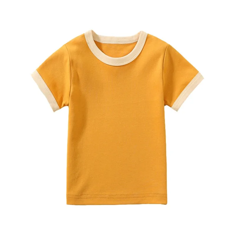 100% Cotton Short Sleeves Round Neck Tops