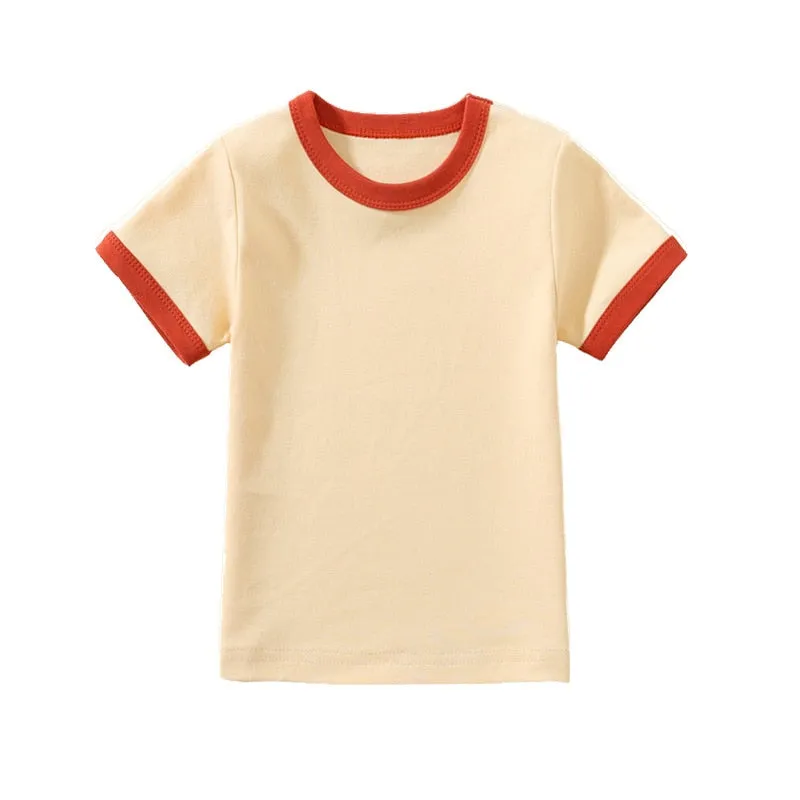 100% Cotton Short Sleeves Round Neck Tops