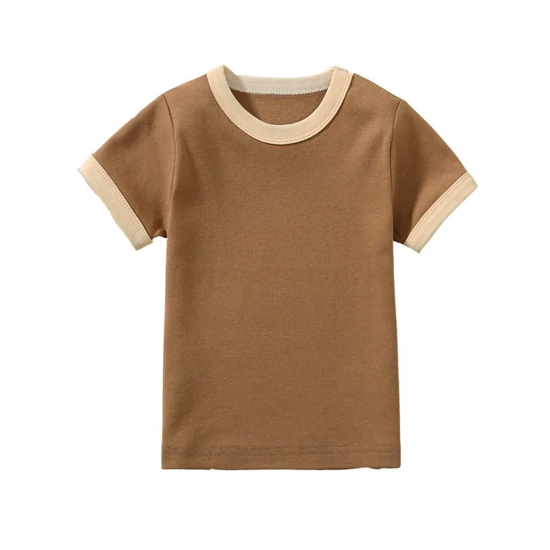 100% Cotton Short Sleeves Round Neck Tops