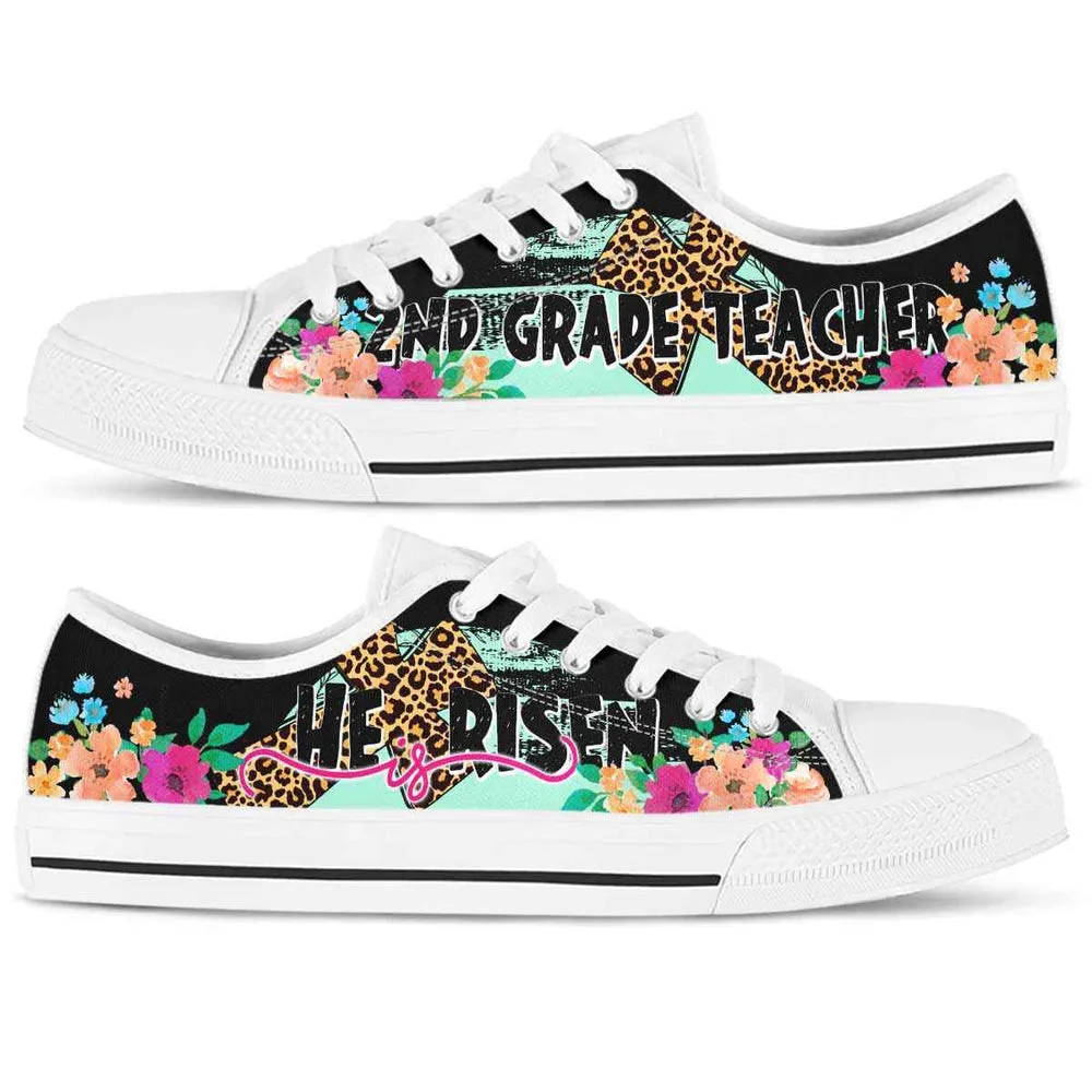 2Nd Grade Teacher He Is Risen Low Tops, Teacher Shoes, Low Top Sneakers