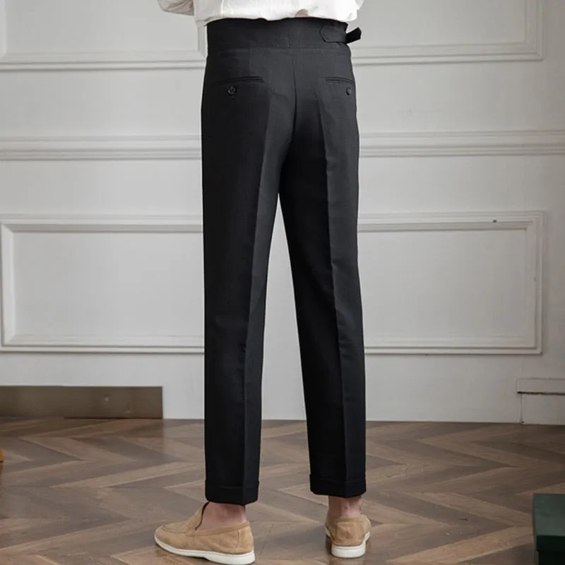 Adjustable High Waist Straight Trousers