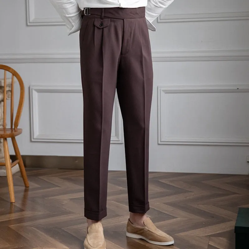 Adjustable High Waist Straight Trousers