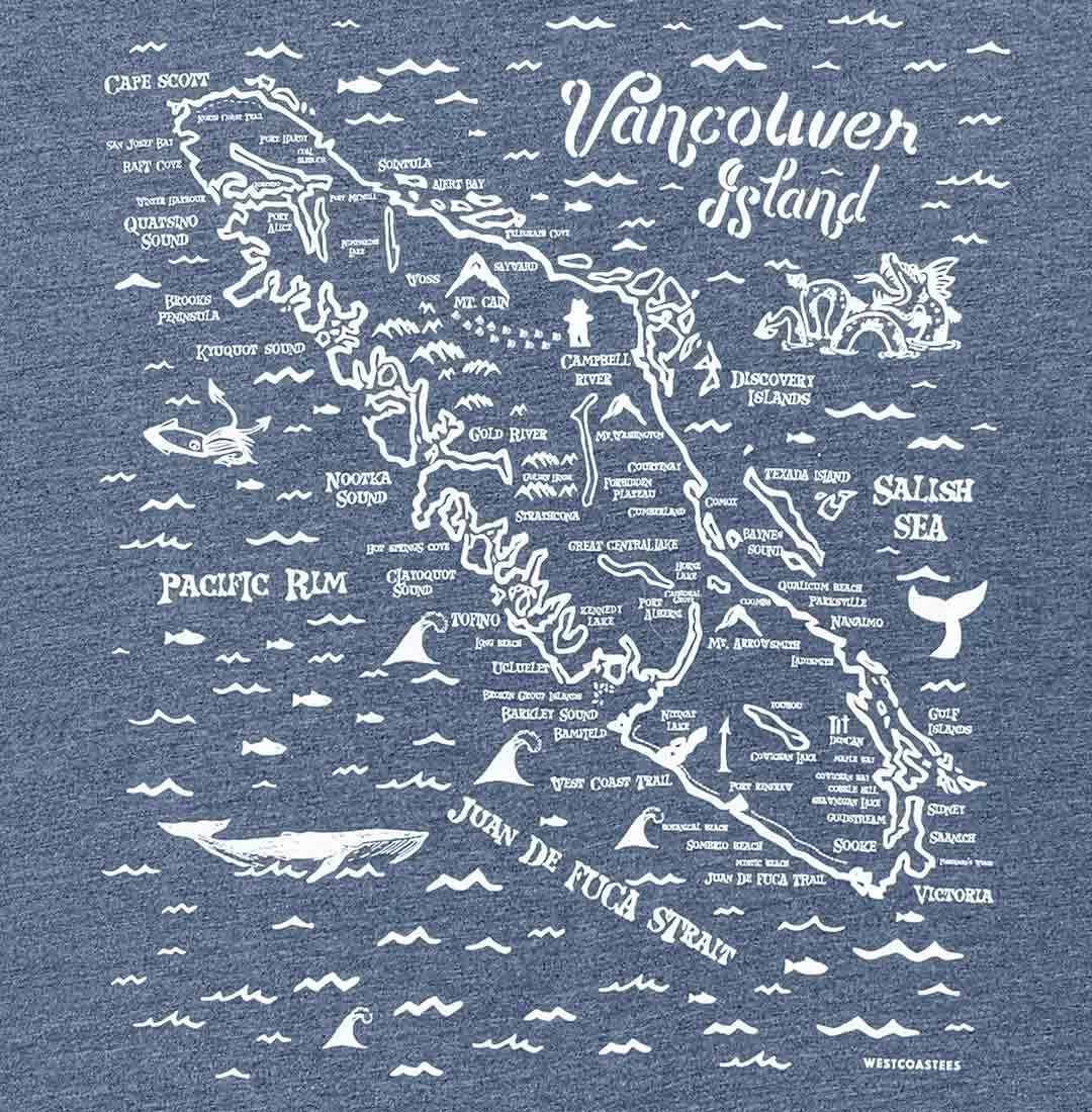 Adult Unisex Van Isle Map Graphic Tee