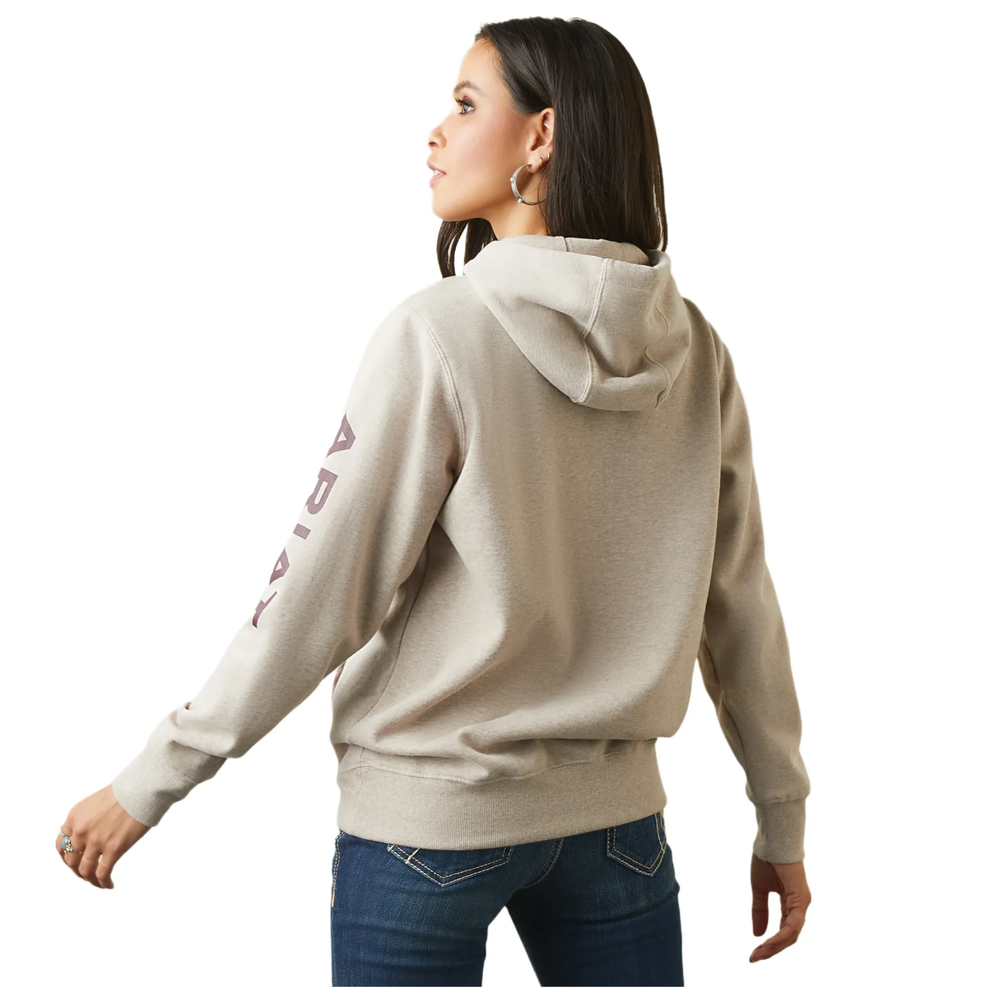 Ariat Ladies Logo Oatmeal Heather Pullover Hoodie 10040812