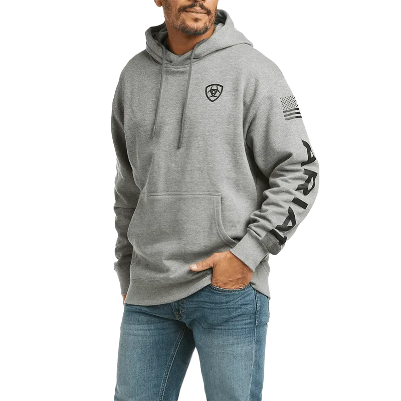 Ariat Men's Imprint Heather Grey and Black Hoodie