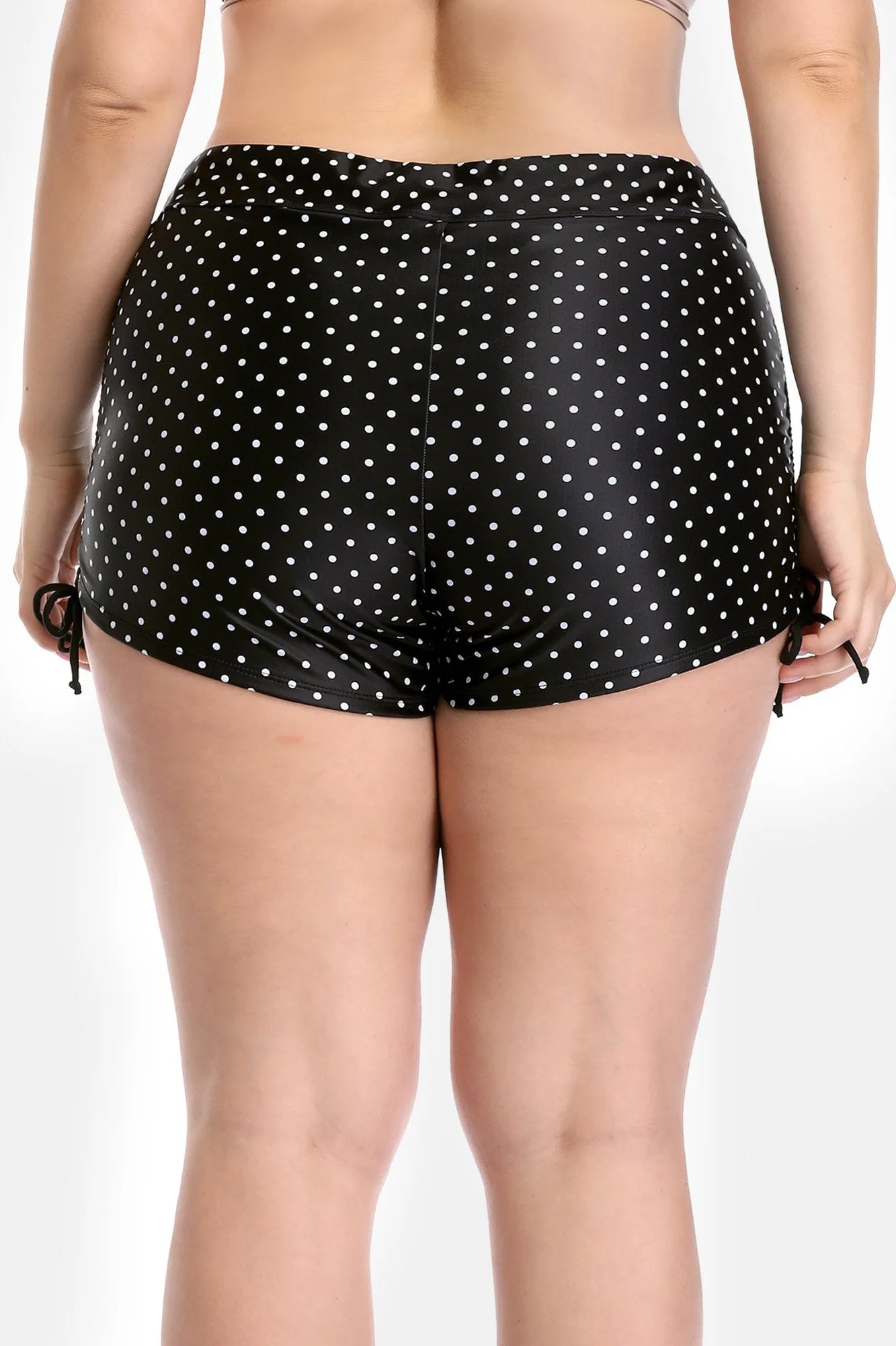 Attraco Women's Plus Dot Printed Drawstring Swim Shorts