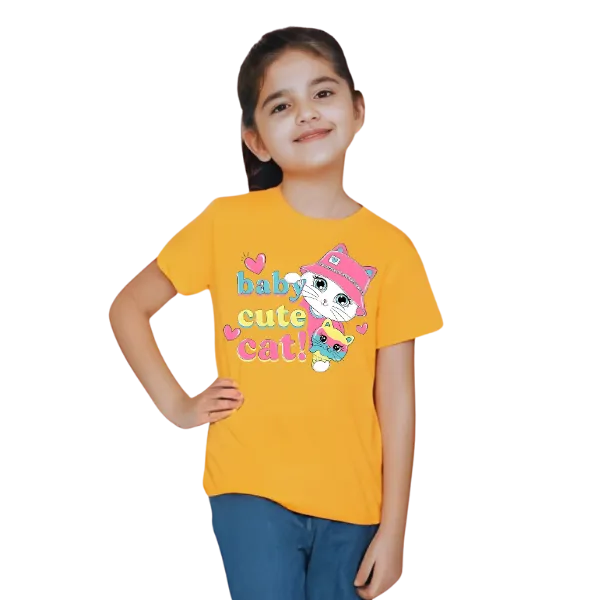 Baby Cat Printed T Shirt For Kids