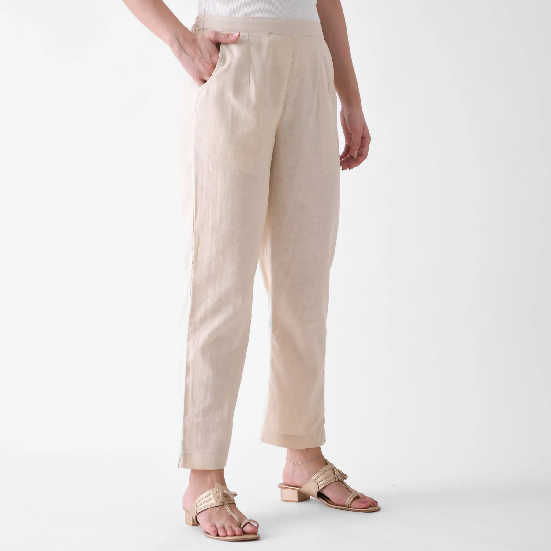 Beige Cotton AMPM Pants