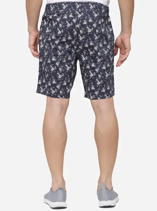 Black Regular Fit Printed Shorts | JadeBlue