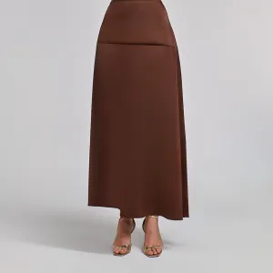 Brown A-line Satin Maxi Skirt