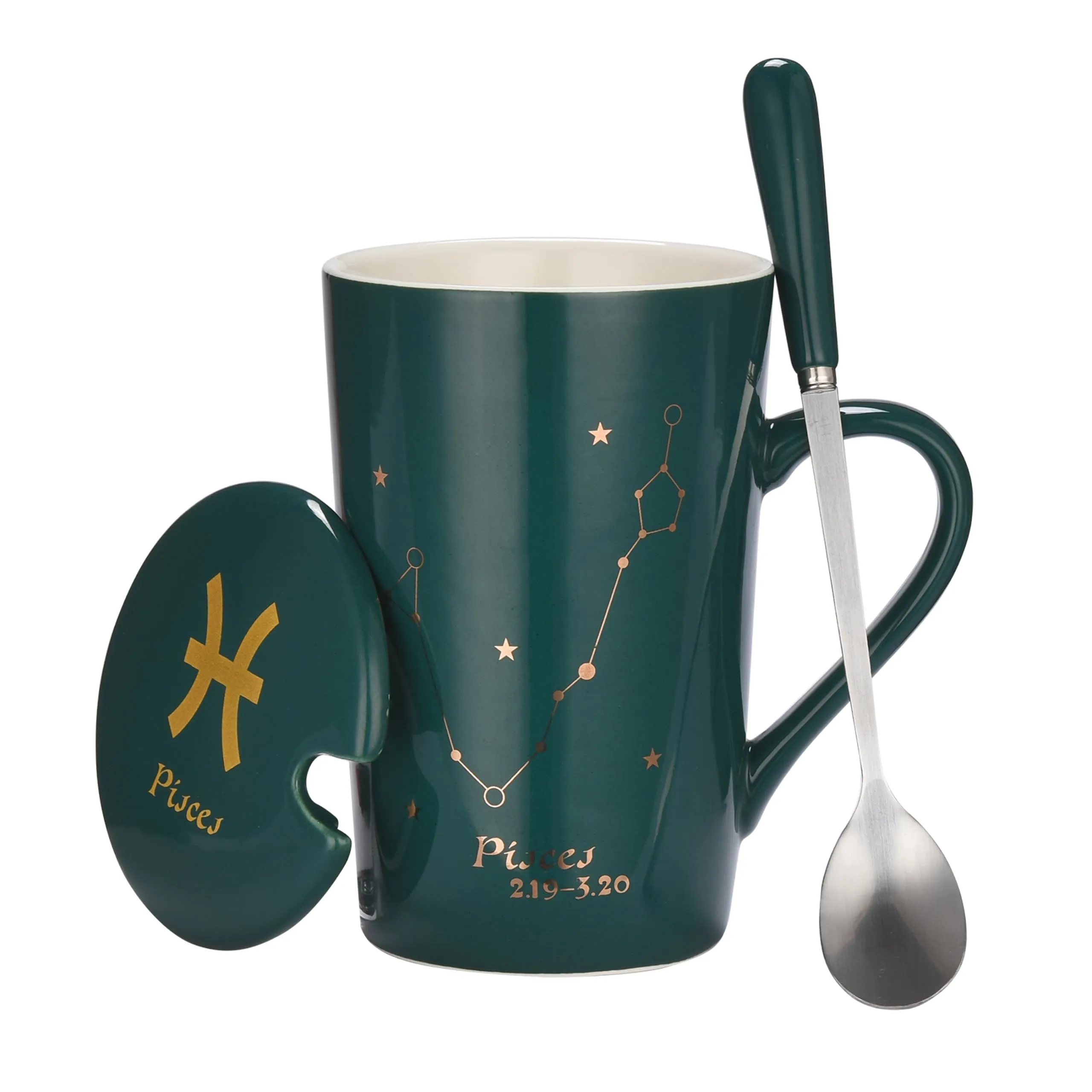 Ceramic Coffee Mug With Constellation Design - Zodiac Sign Mug With Lid