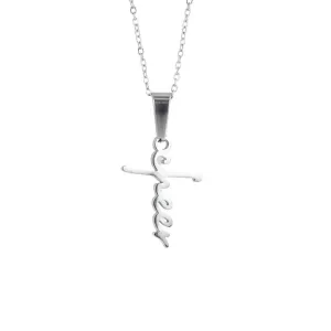 Cheerleader Cross Necklace | Cheer Script | Stainless Steel