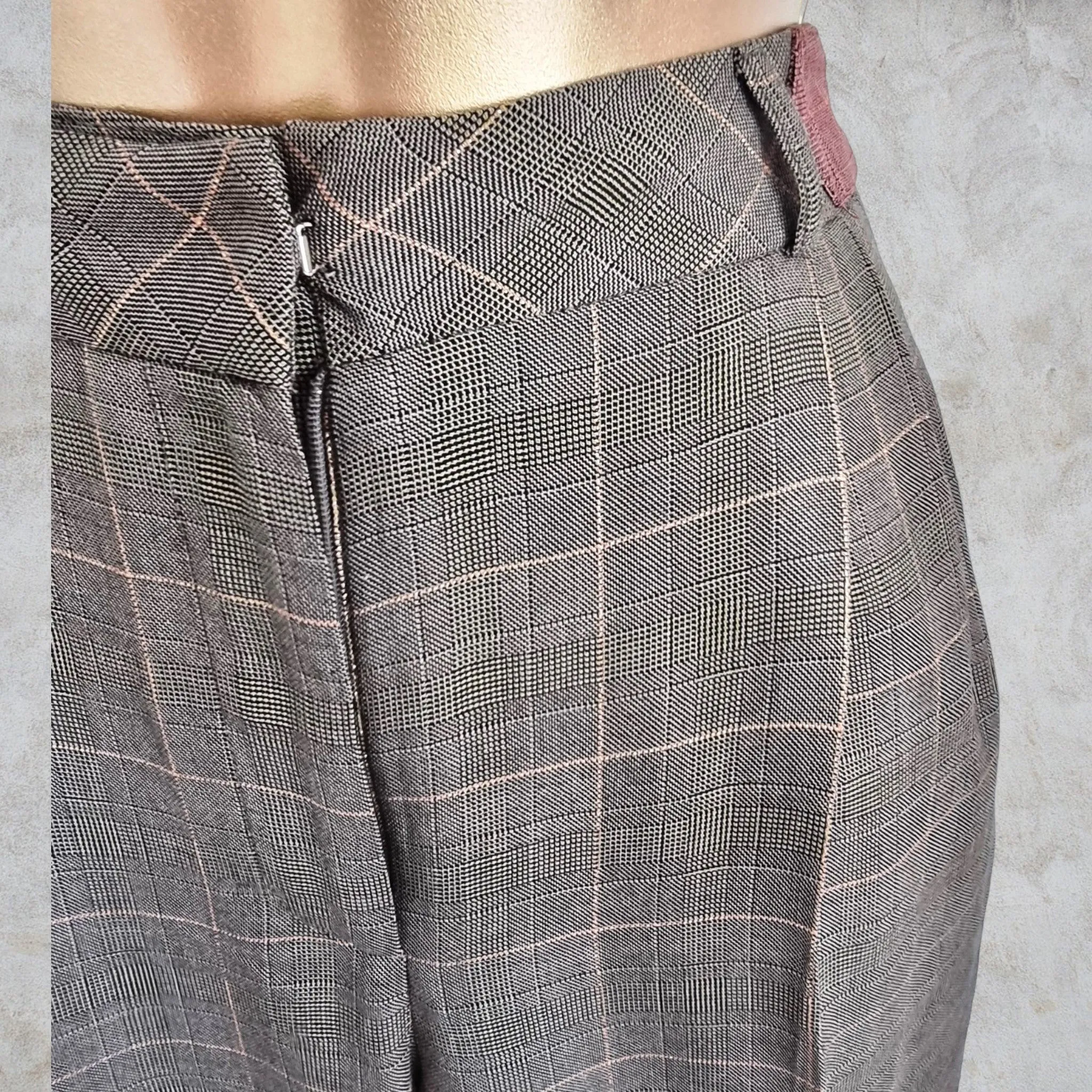 Diane von Furstenberg Womens Brown/Wine Plaid Flare Leg Trousers UK 10 US 6 IT 42 EU 38