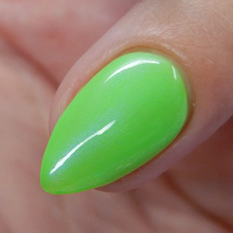 Don't Go There - neon green shimmer nail polish