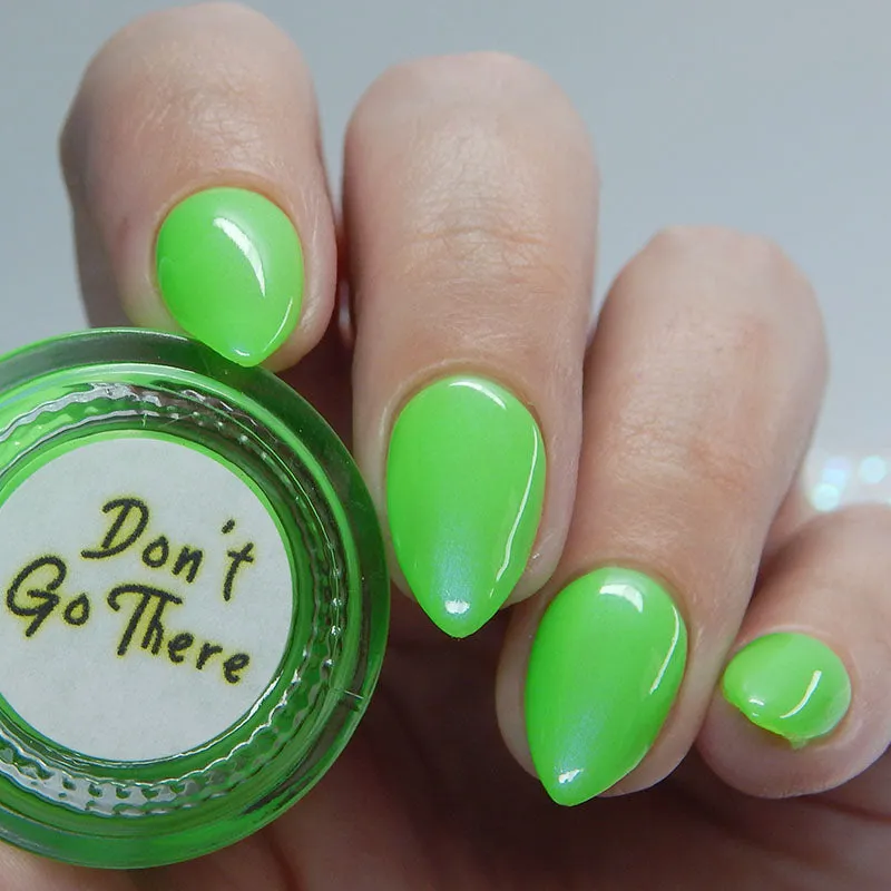 Don't Go There - neon green shimmer nail polish