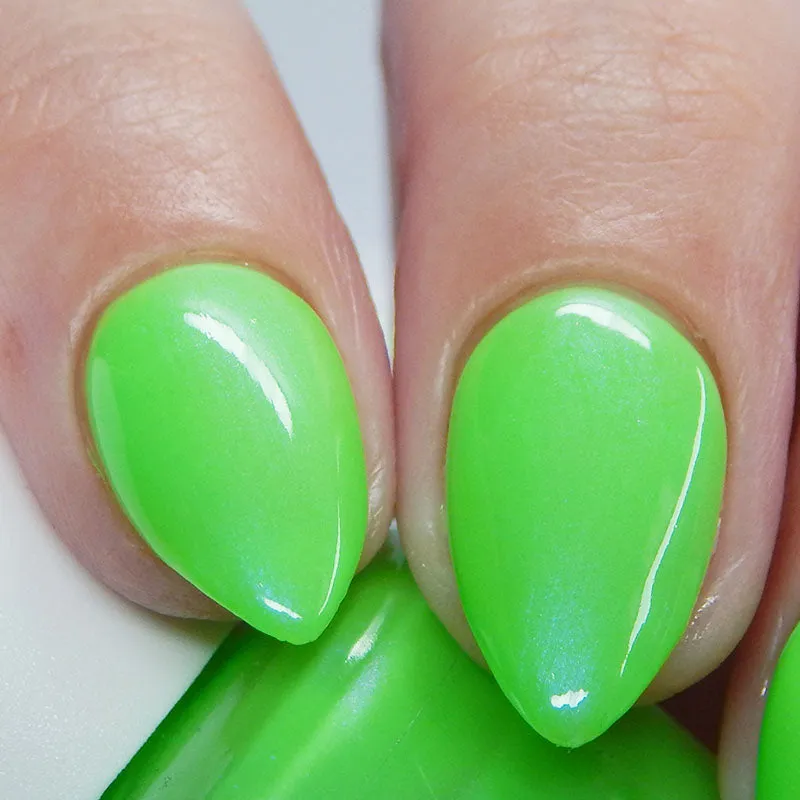 Don't Go There - neon green shimmer nail polish