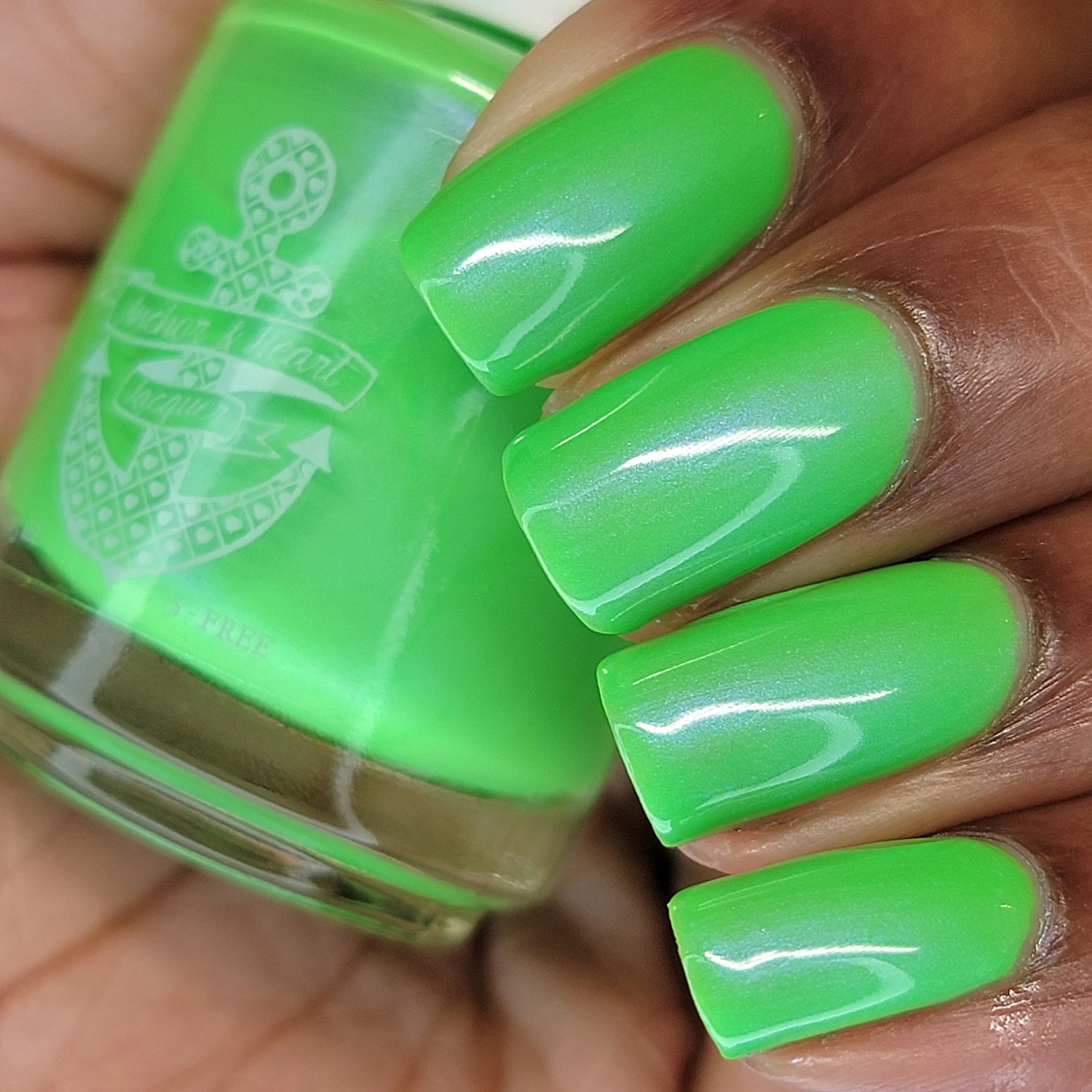 Don't Go There - neon green shimmer nail polish