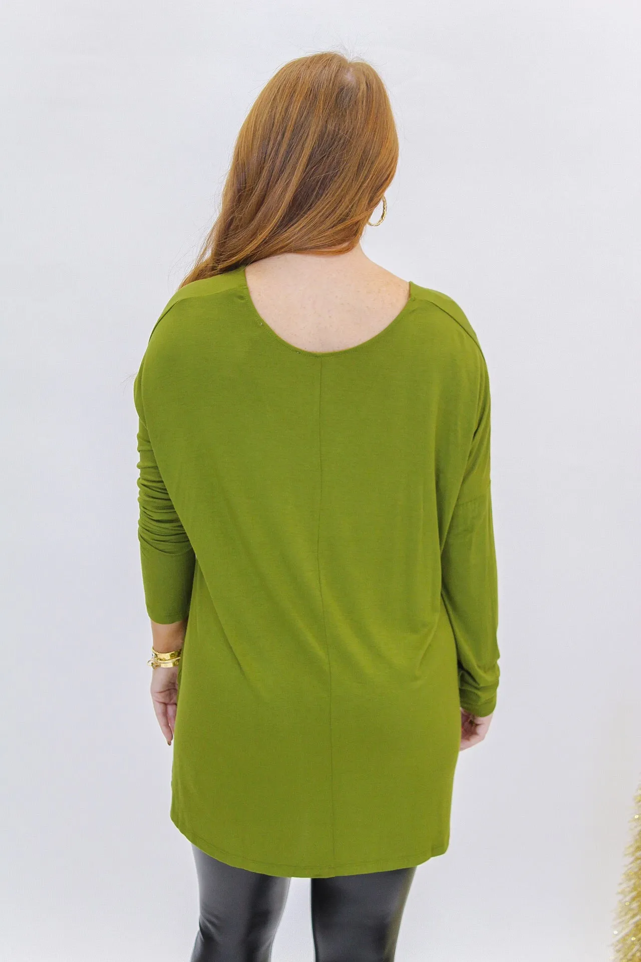 Effortless Oversized Long Sleeve Top- Olive