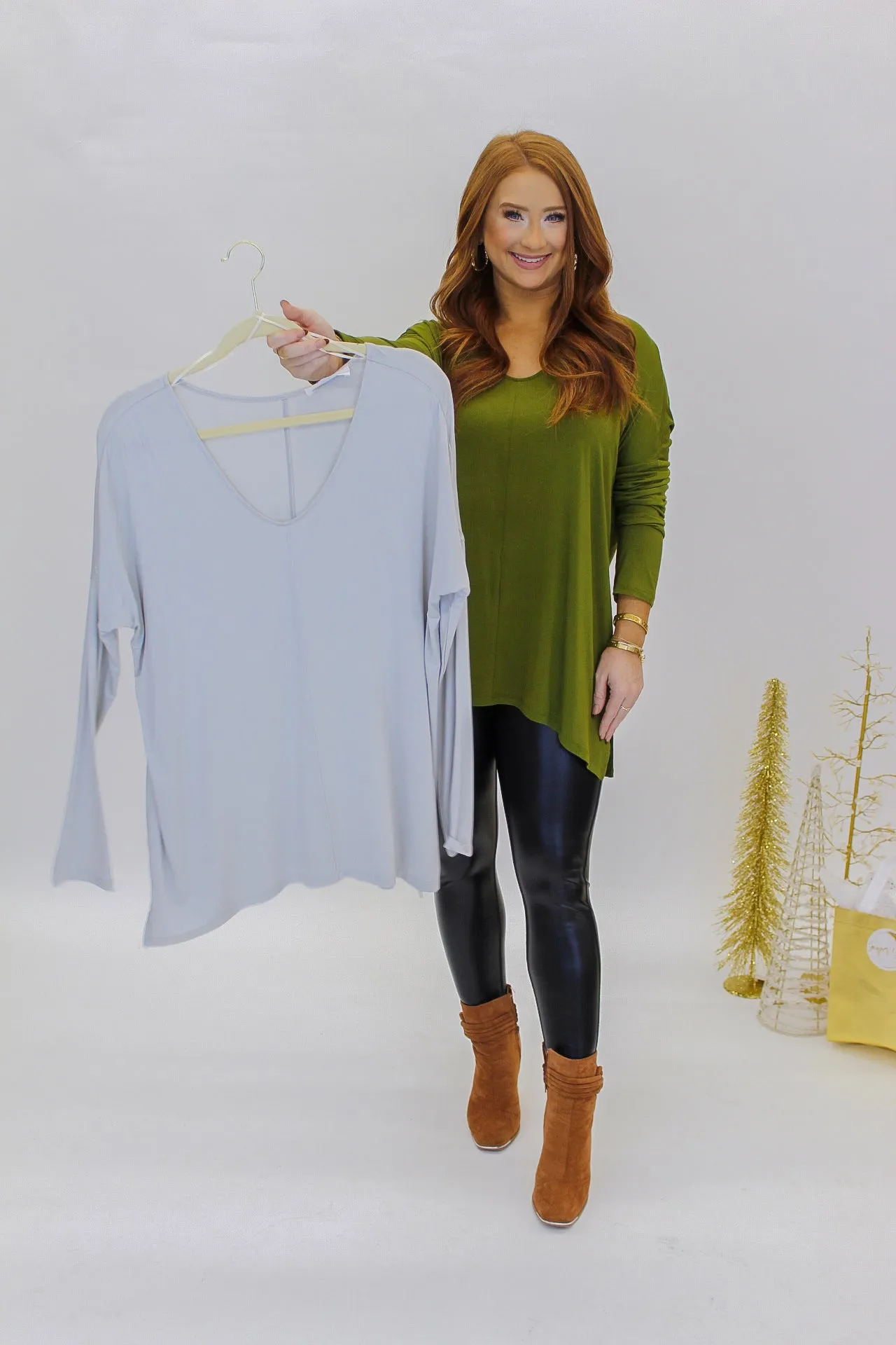 Effortless Oversized Long Sleeve Top- Olive