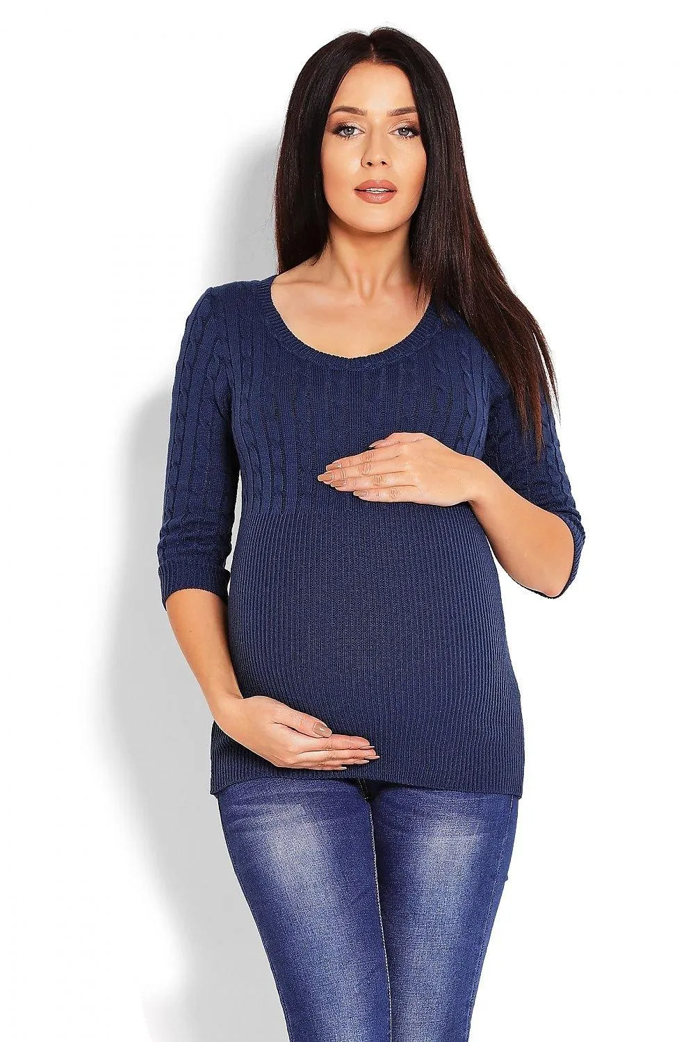 Elegant Maternity Knit Pullover with Peekaboo Design