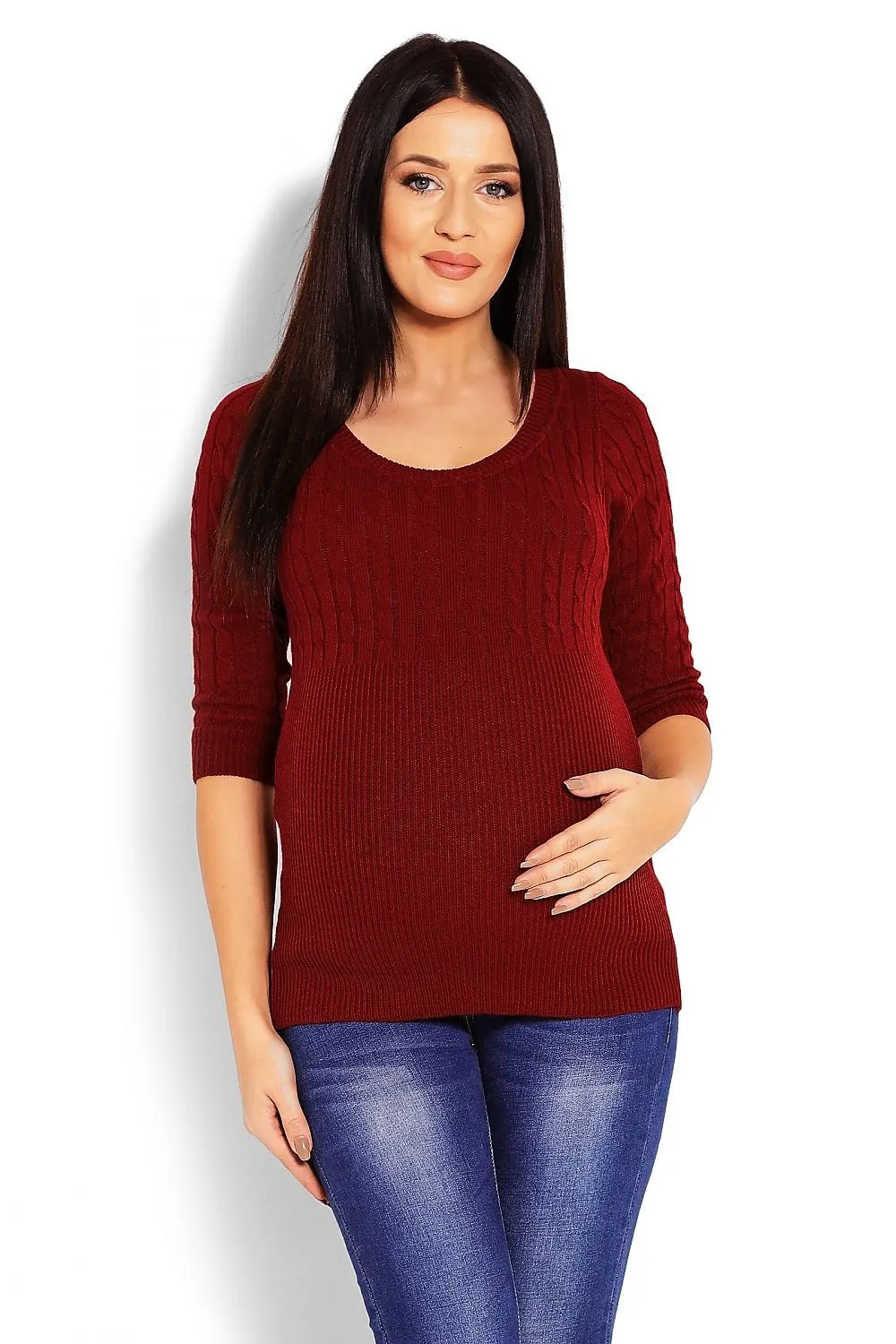 Elegant Maternity Knit Pullover with Peekaboo Design