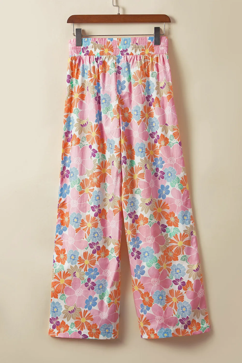 Floral Smocked Waist Loose Pants