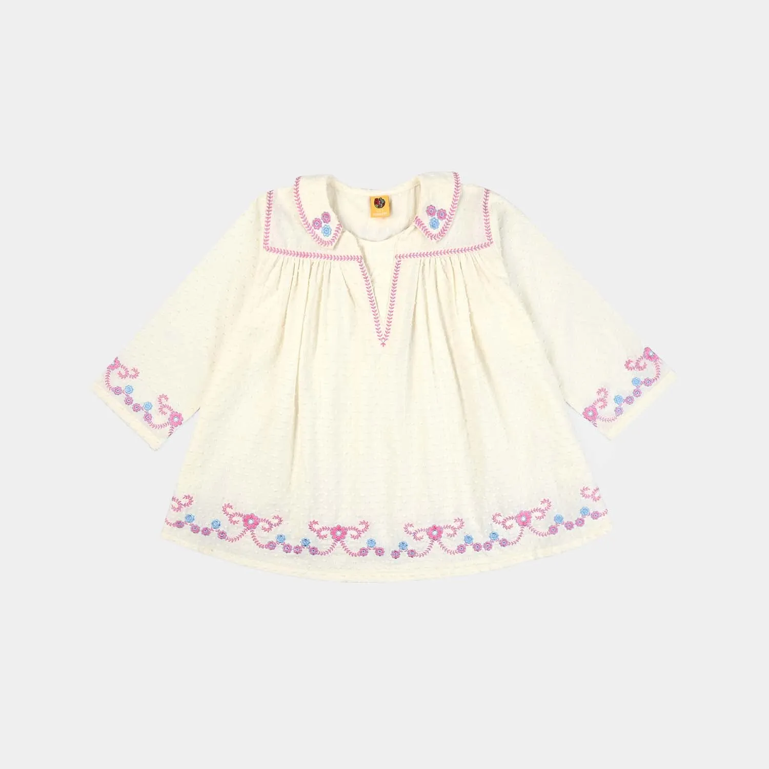 Girls Emb Top Dreamy-White