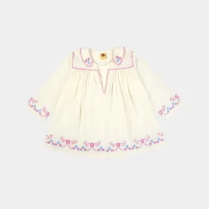 Girls Emb Top Dreamy-White