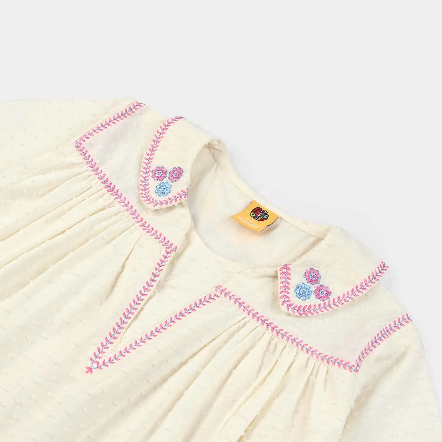 Girls Emb Top Dreamy-White