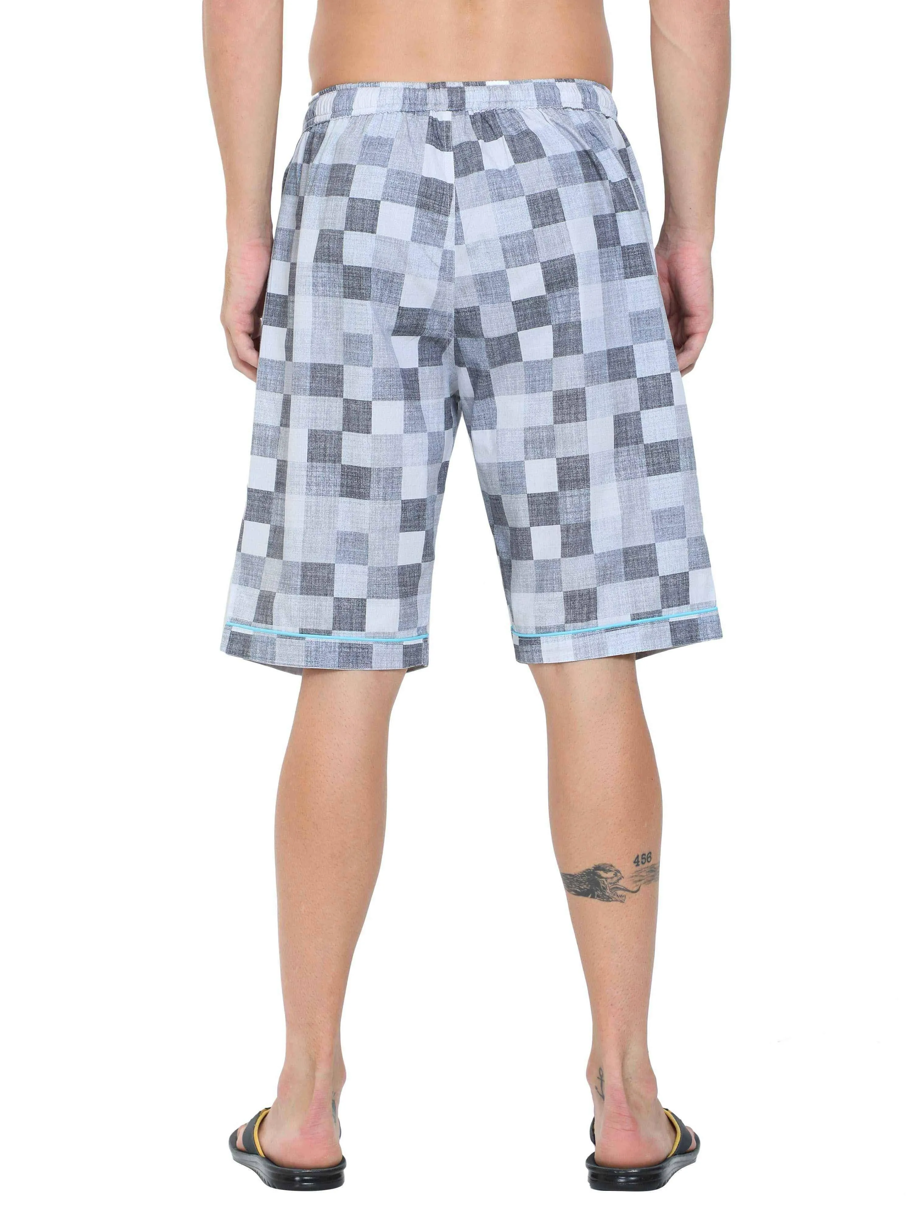 Guniaa Men's Chess Printed Night Wear Shorts