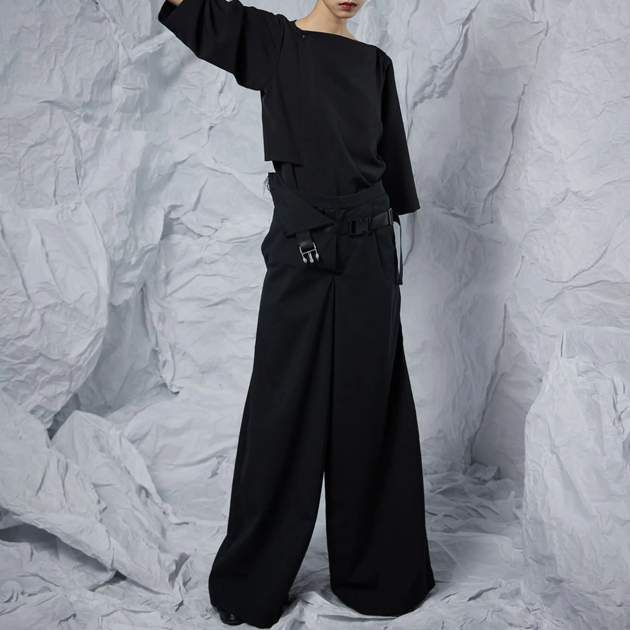 Half Waistcoat Wide-Leg Trousers