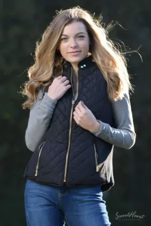 Hold Me Tight - Quilted Vest in Black