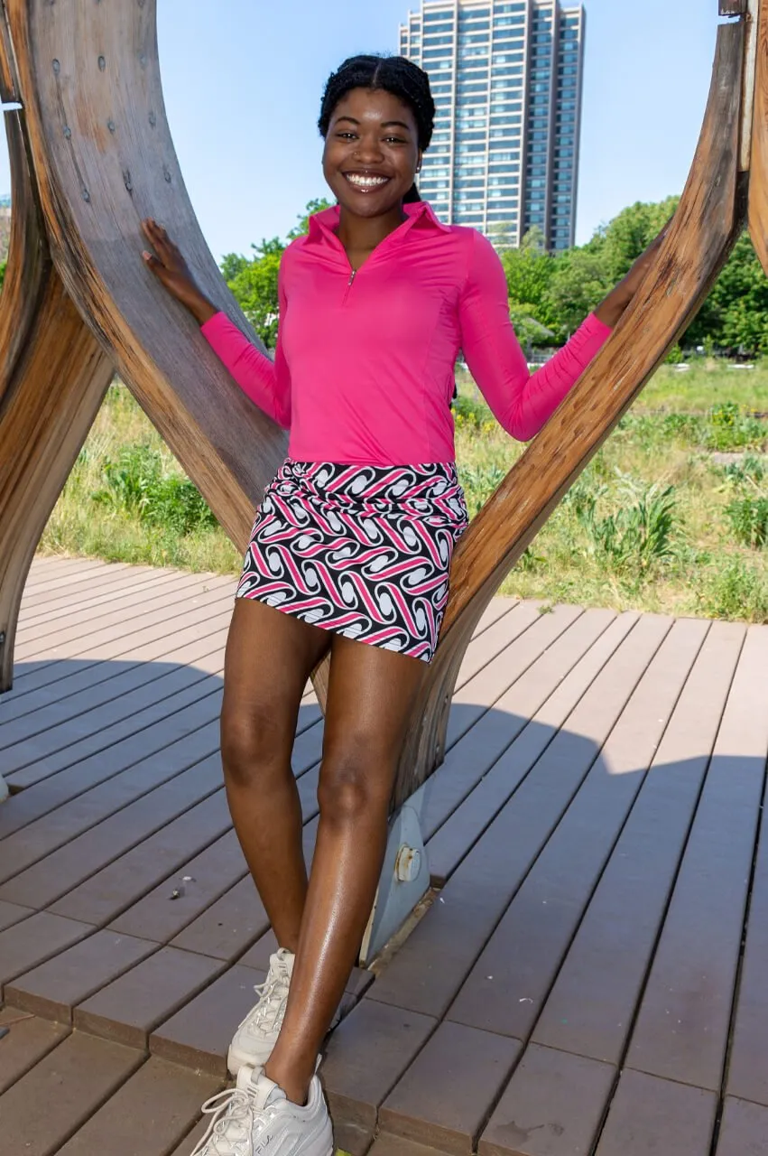 Hot Pink Long Sleeve Zip Polo