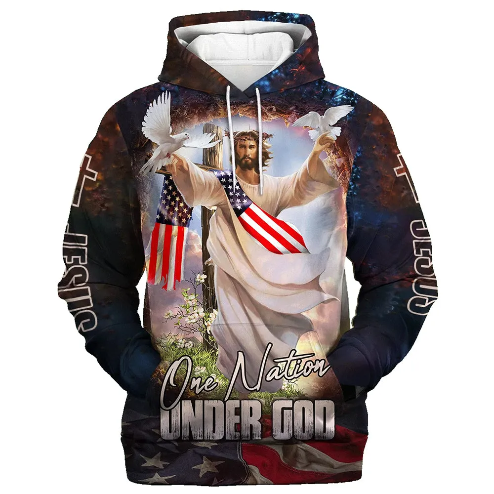 Jesus Dove Hoodie One Nation Under God Hoodies Jesus Hoodie Men & Women Christian Hoodie