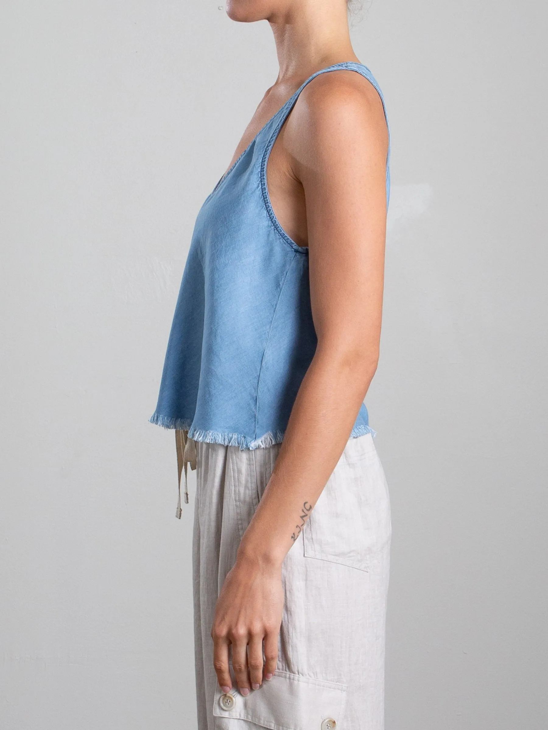 Maggie Tank in Chambray - Light Wash