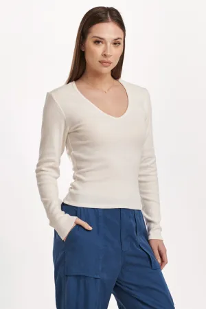 MARLOWE V-NECK TOP WHITE