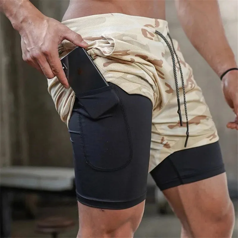 Men's Gym Fitness Running Shorts 2-in-1