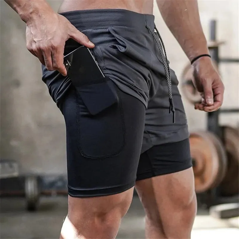 Men's Gym Fitness Running Shorts 2-in-1