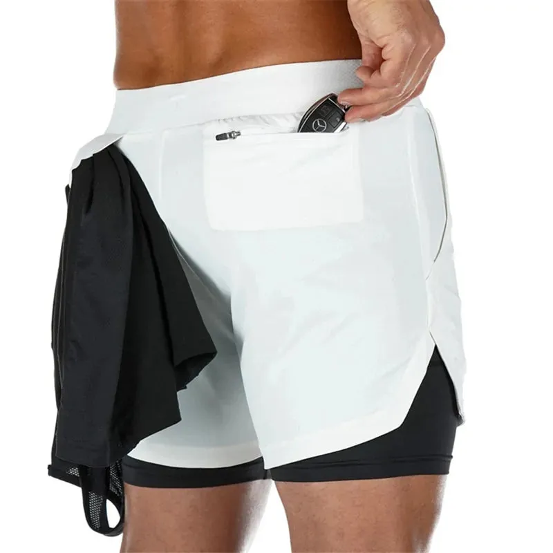 Men's Gym Fitness Running Shorts 2-in-1