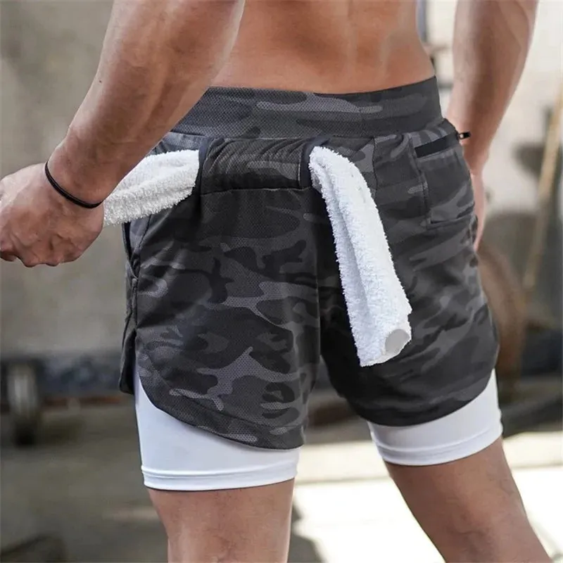 Men's Gym Fitness Running Shorts 2-in-1