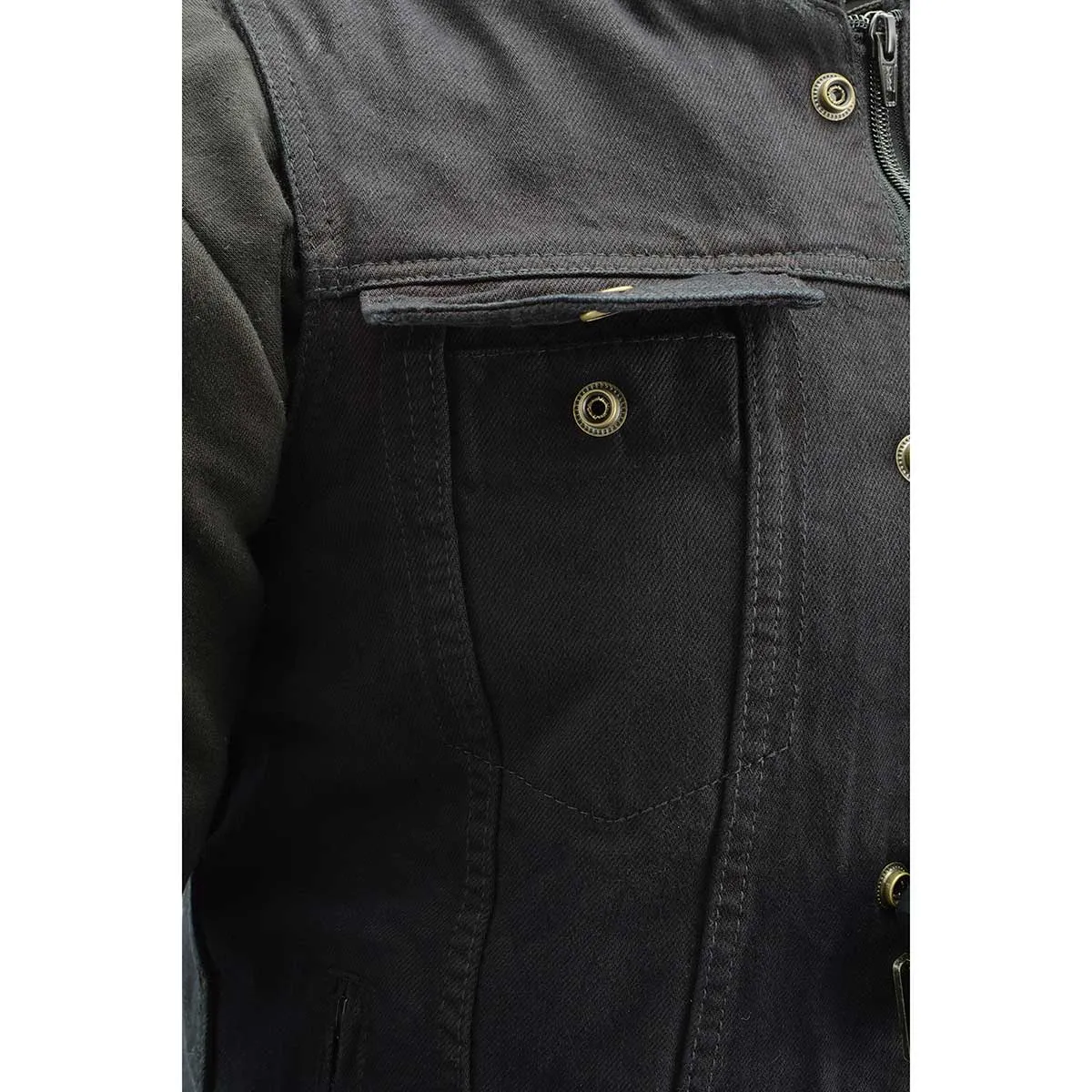 Milwaukee Leather MDM3020 Men's Black Denim '5-in-1' Club Style Vest with Removable Hoodie