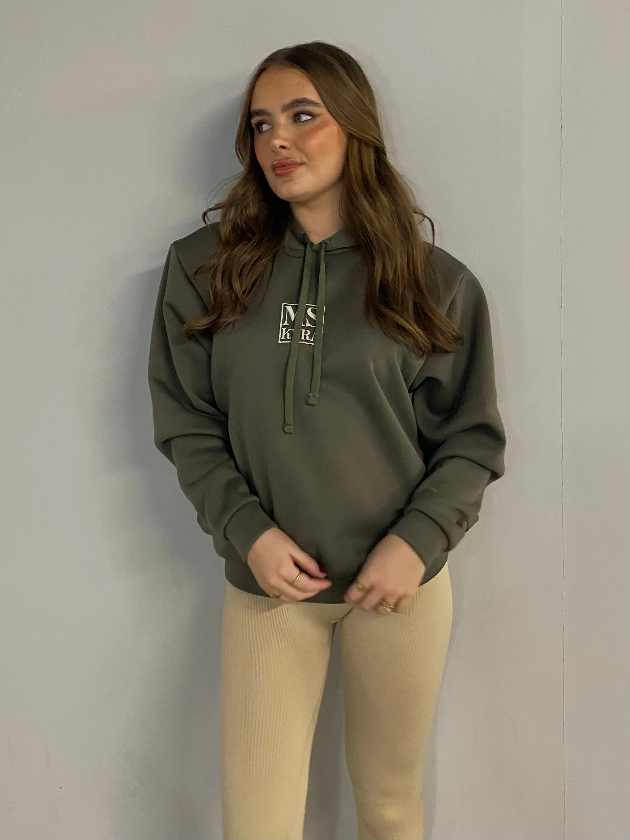 Miskyra Embroidered Hoodie - Khaki