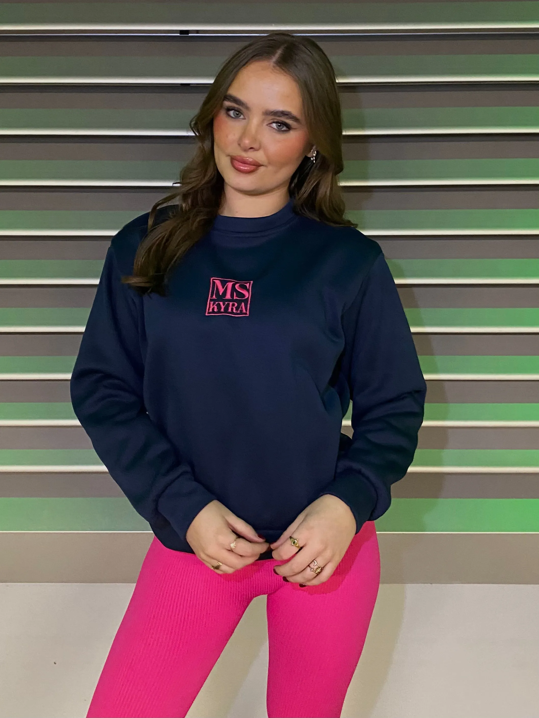 Miskyra Embroidered Sweatshirt - Navy