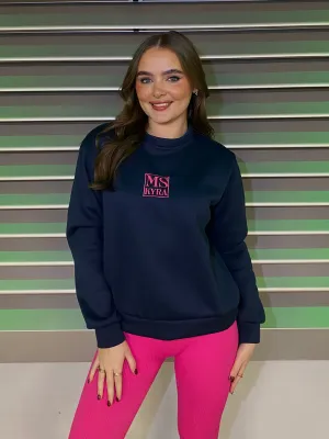 Miskyra Embroidered Sweatshirt - Navy