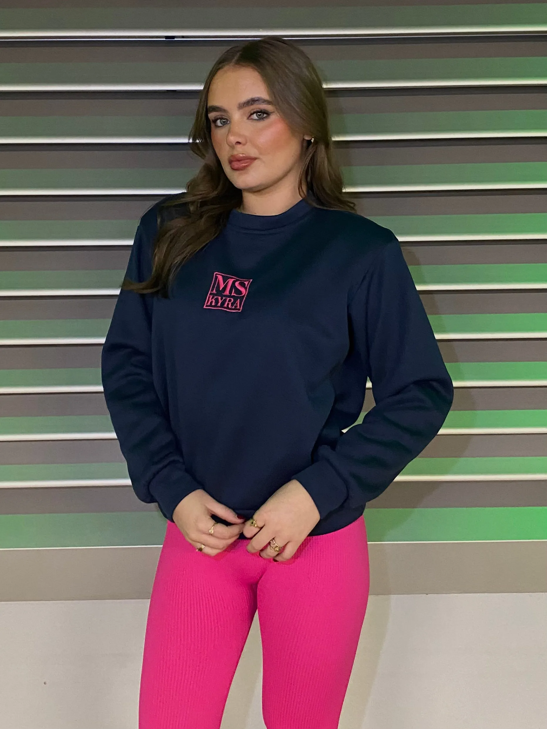 Miskyra Embroidered Sweatshirt - Navy