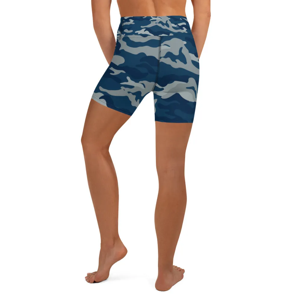 Navy CamoFit Yoga Shorts