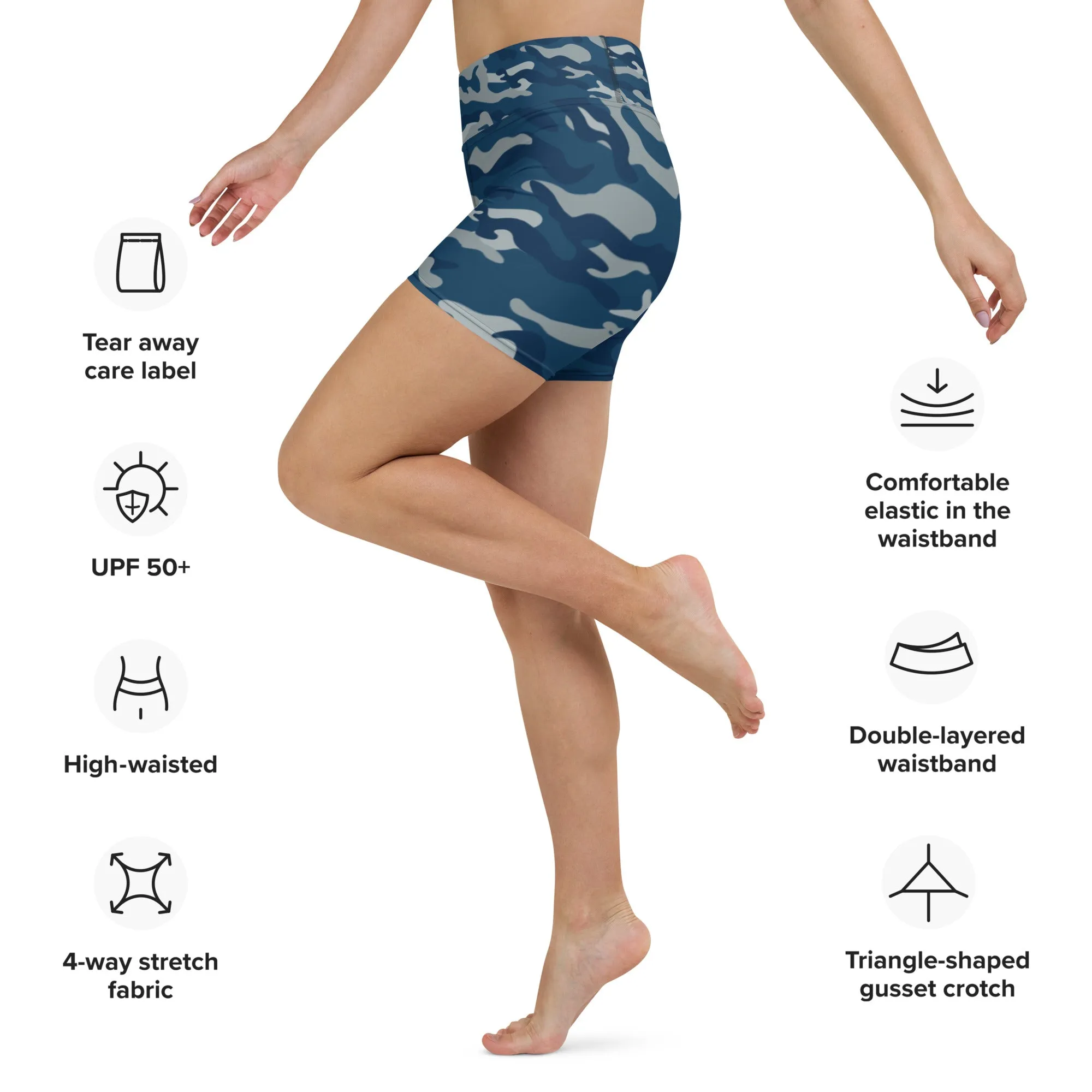 Navy CamoFit Yoga Shorts