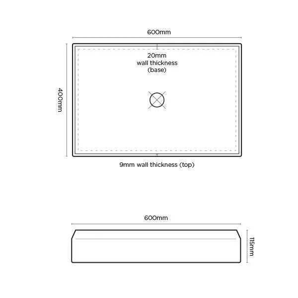 Nood Co Prism Rectangle Basin Wall Hung - 14 Colours