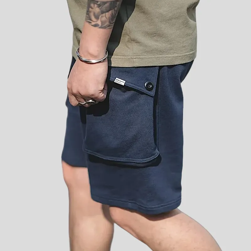 Oversized cargo pocket french terry shorts