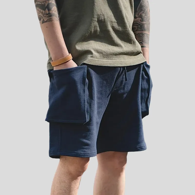 Oversized cargo pocket french terry shorts